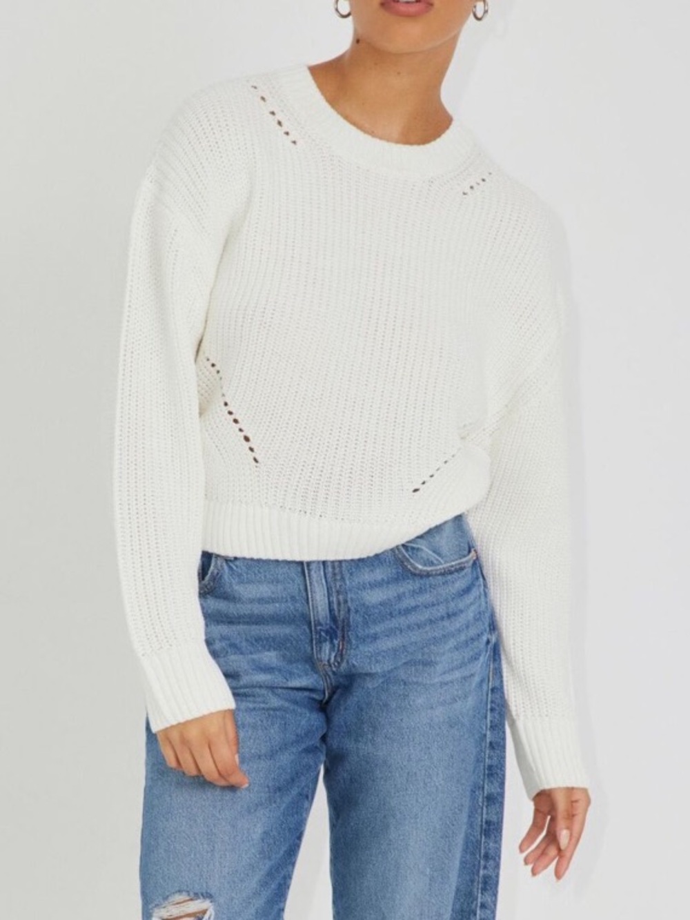 Garage White Crew Neck Sweater